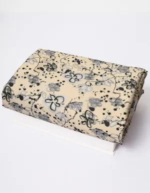 LIORA SATIN - 4 METERS (CREAM   DARK GREY)