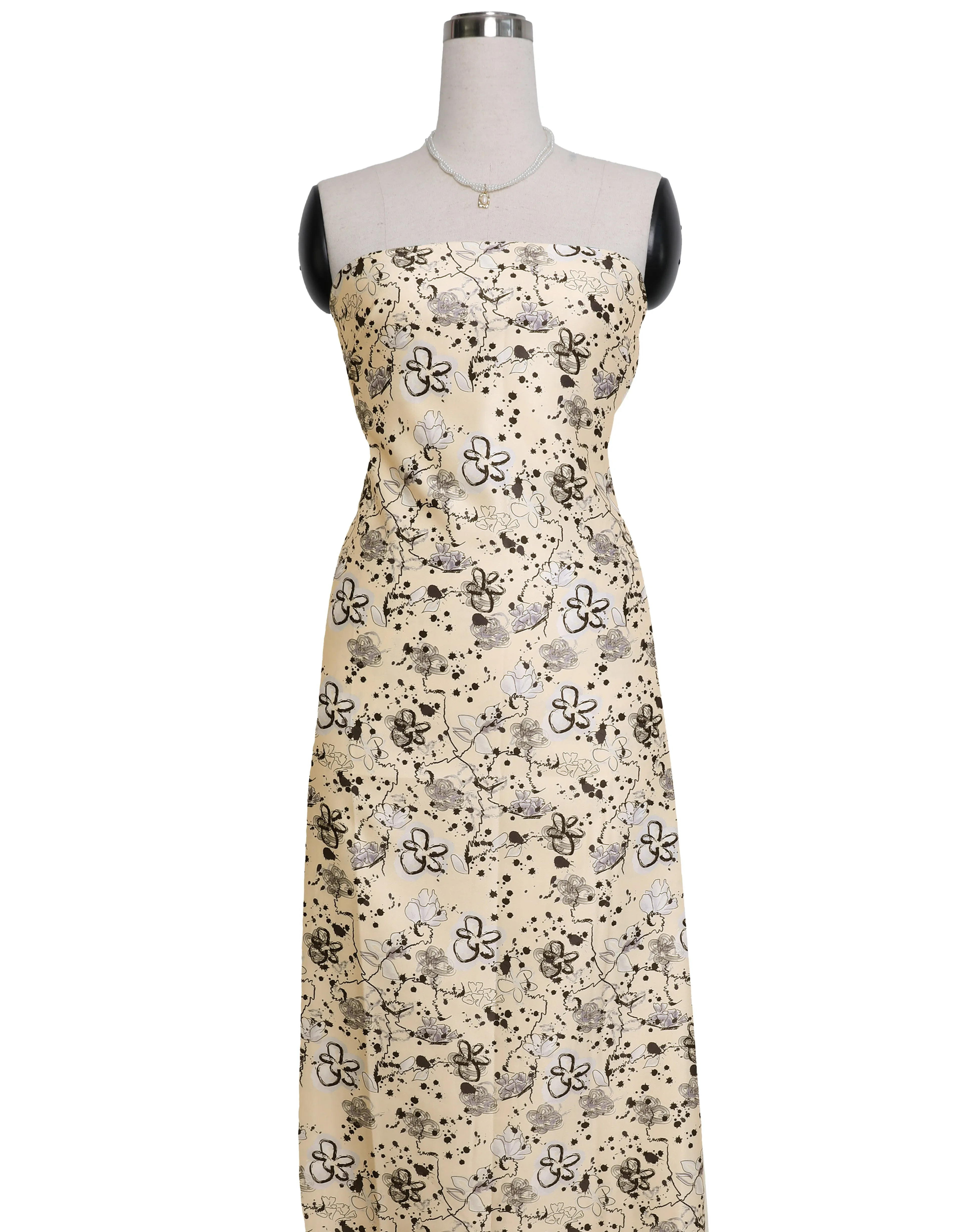 LIORA SATIN - 4 METERS (CREAM   DARK GREY)