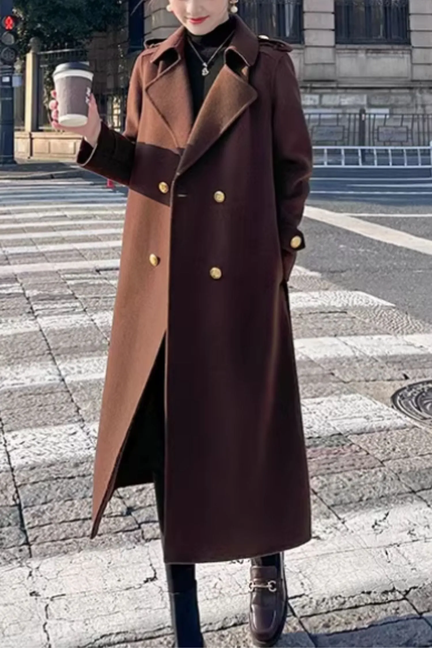 Long winter wool trench coat women 5474