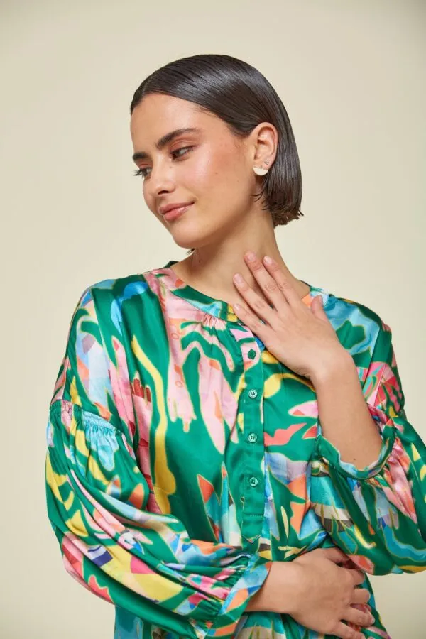 Md'M Diana Floral Satin Blouse