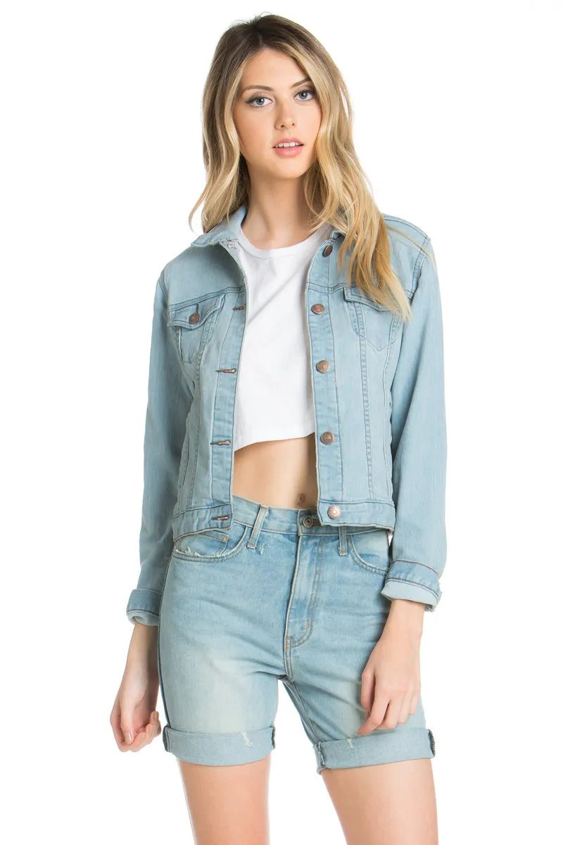 Melrose Cropped Denim Jacket Mauve