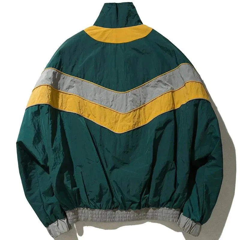 Multicolor Block Patchwork Windbreaker Jacket