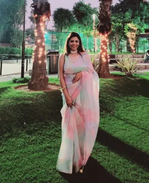 Multicolor Printed pure Organza saree