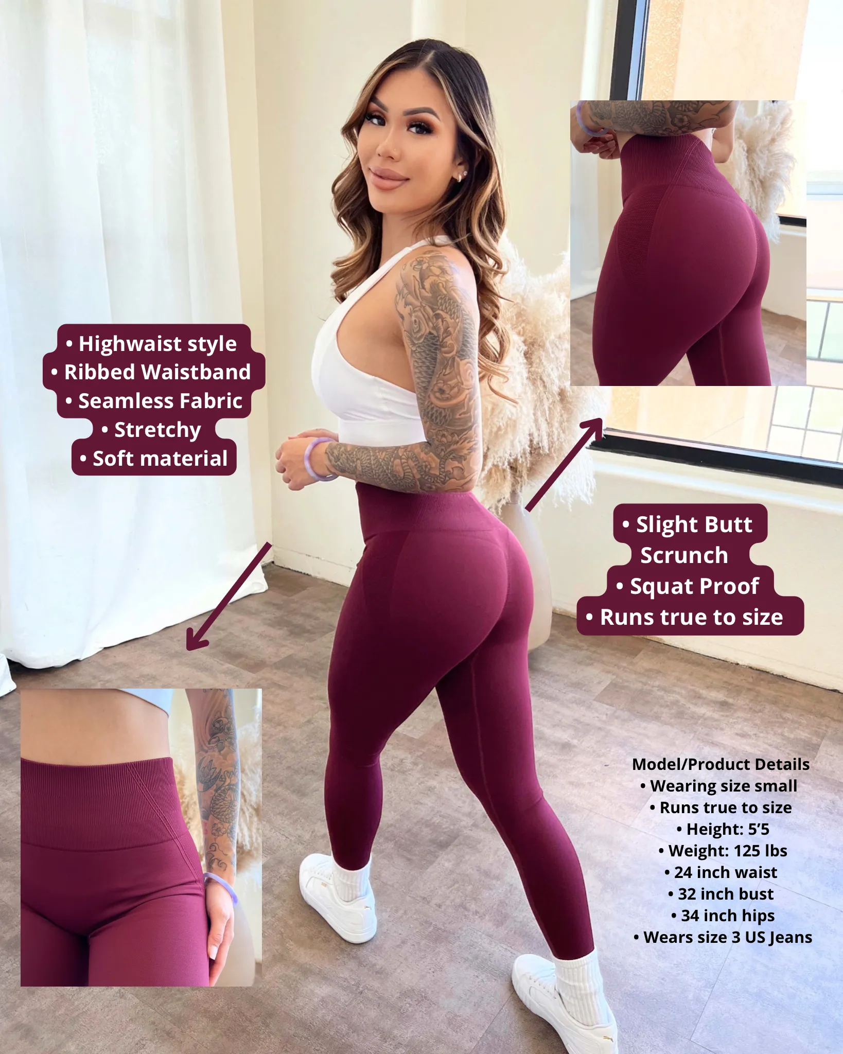 Nova Seamless Leggings (Maroon)