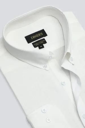 Off White Self Textured Casual Shirt