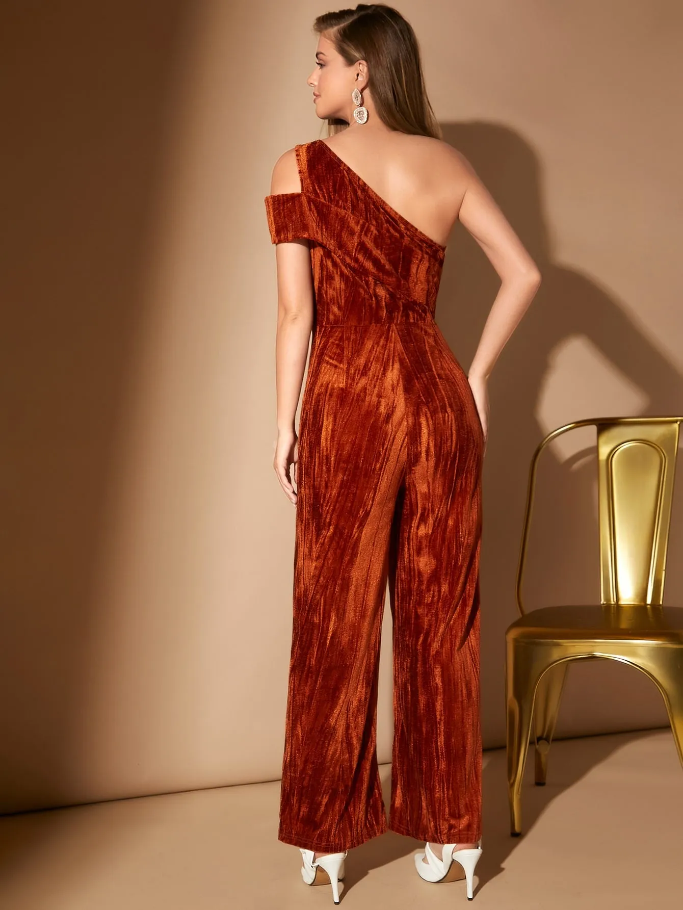 One Shoulder Wide Leg Jumpsuit