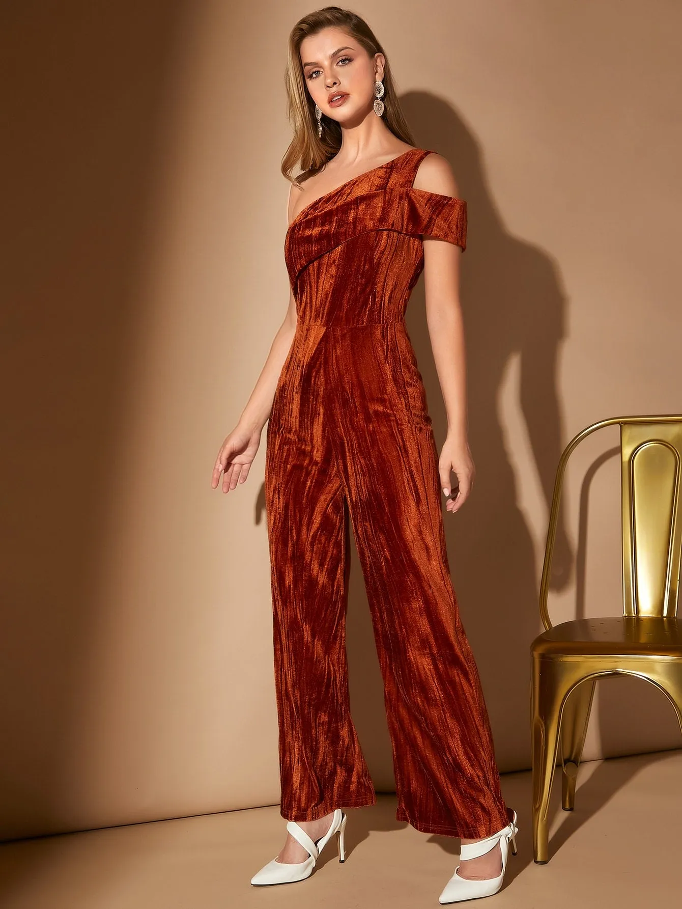One Shoulder Wide Leg Jumpsuit