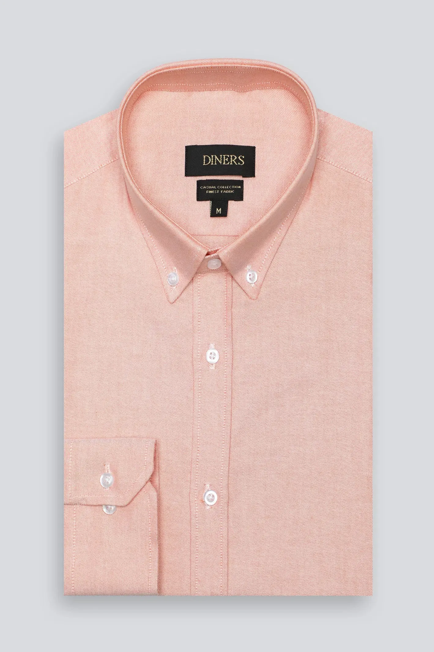 Orange Textured Casual Shirt