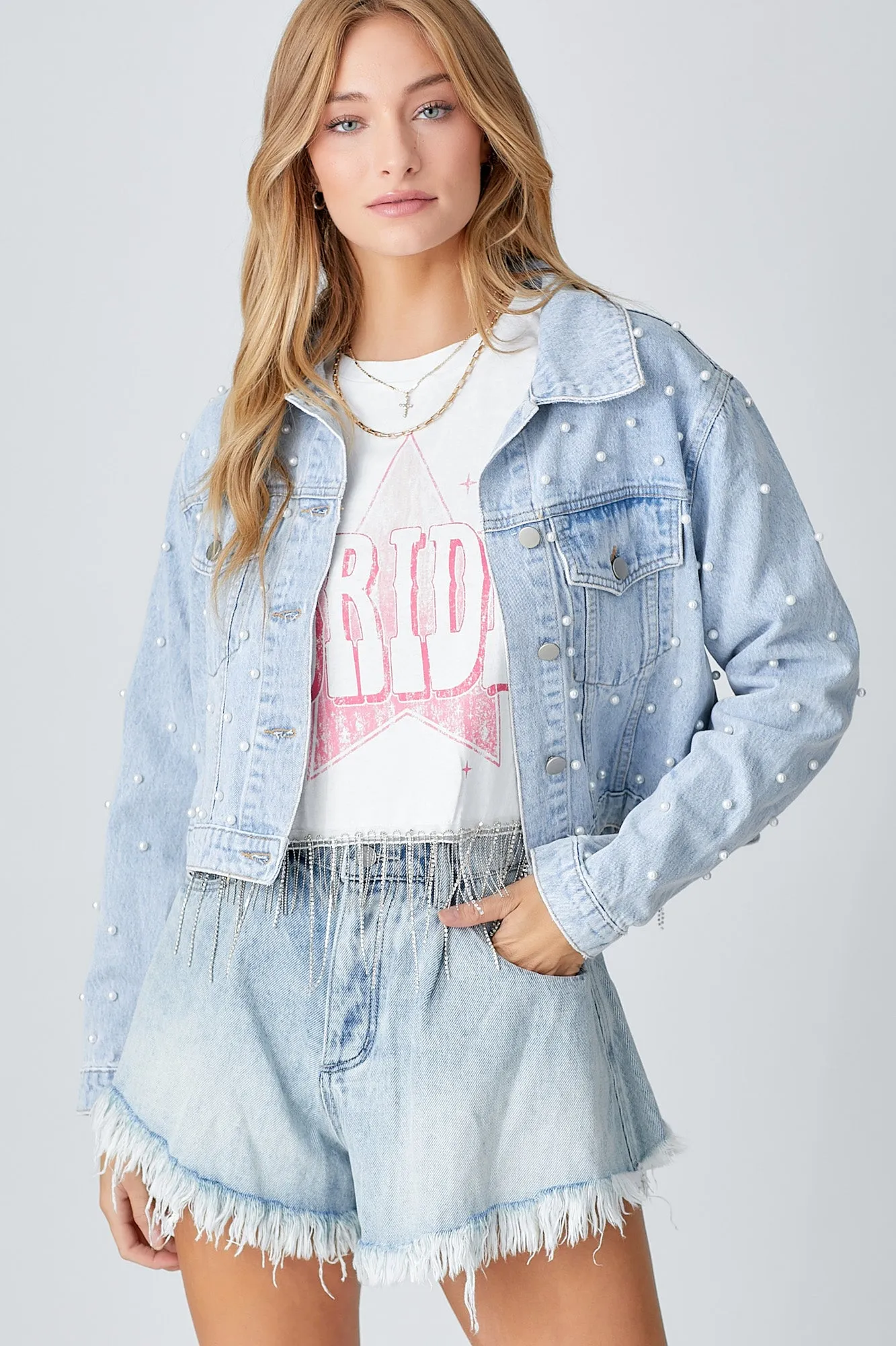 Pearls Of Wisdom Jacket - Lt Denim