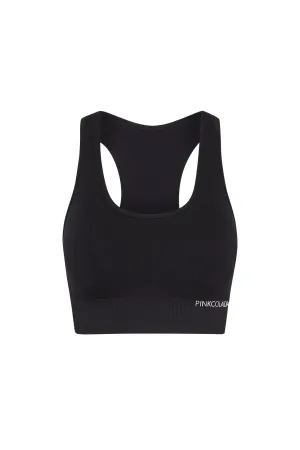 PINKFLEX SEAMLESS CROP TOP - LIQUORICE BLACK