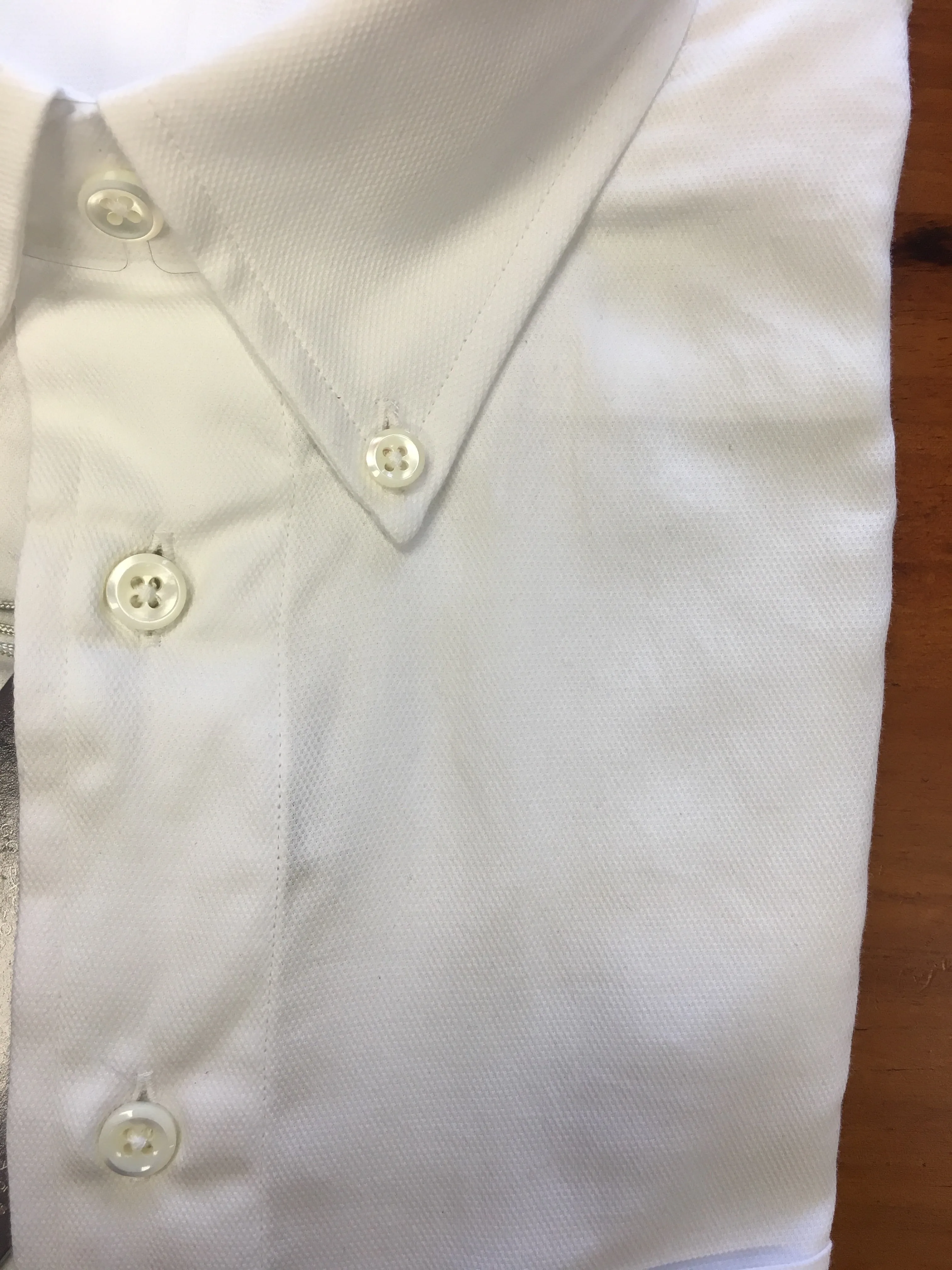 Pique Mesh Button Down White