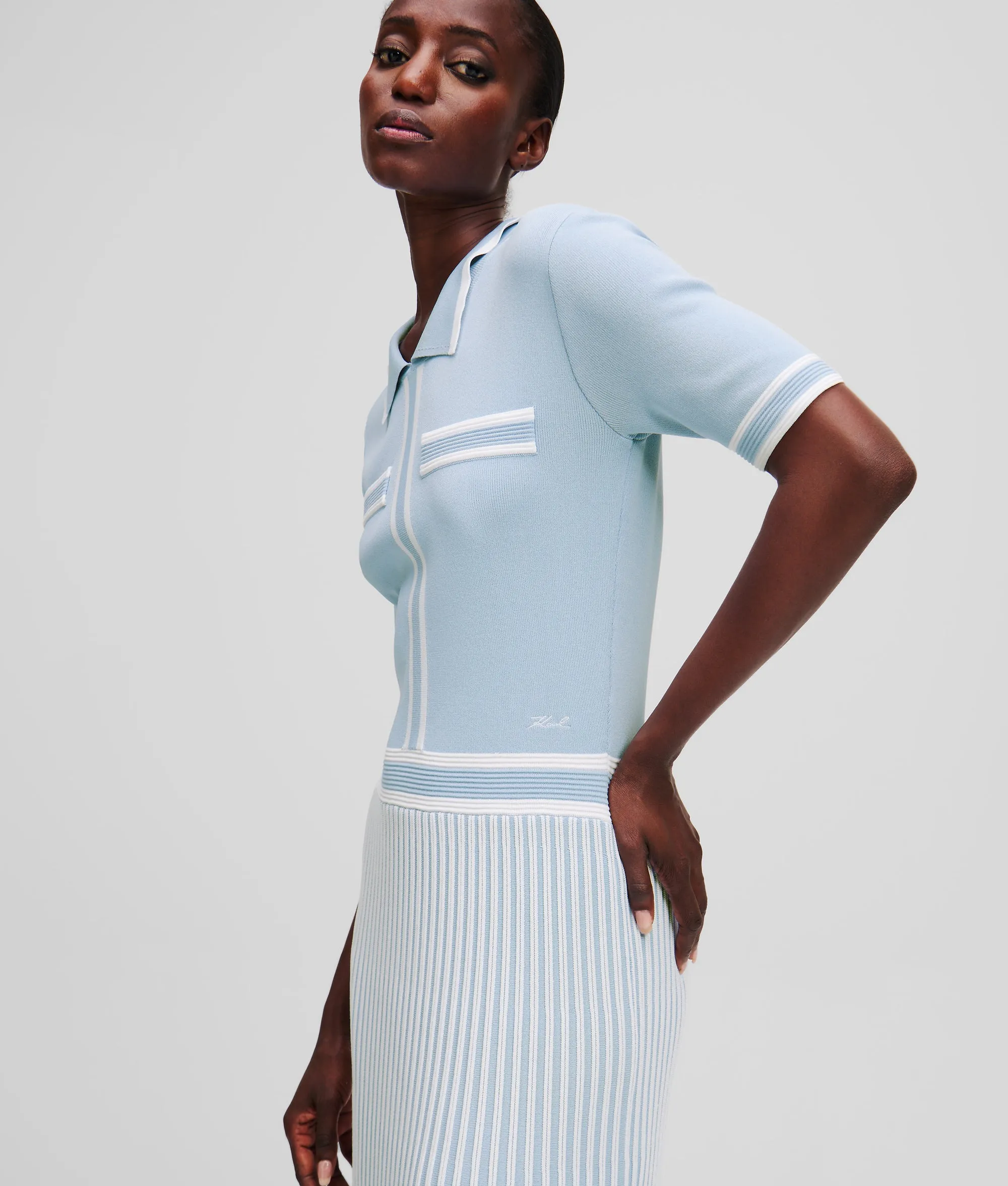 PLEATED KNIT DRESS