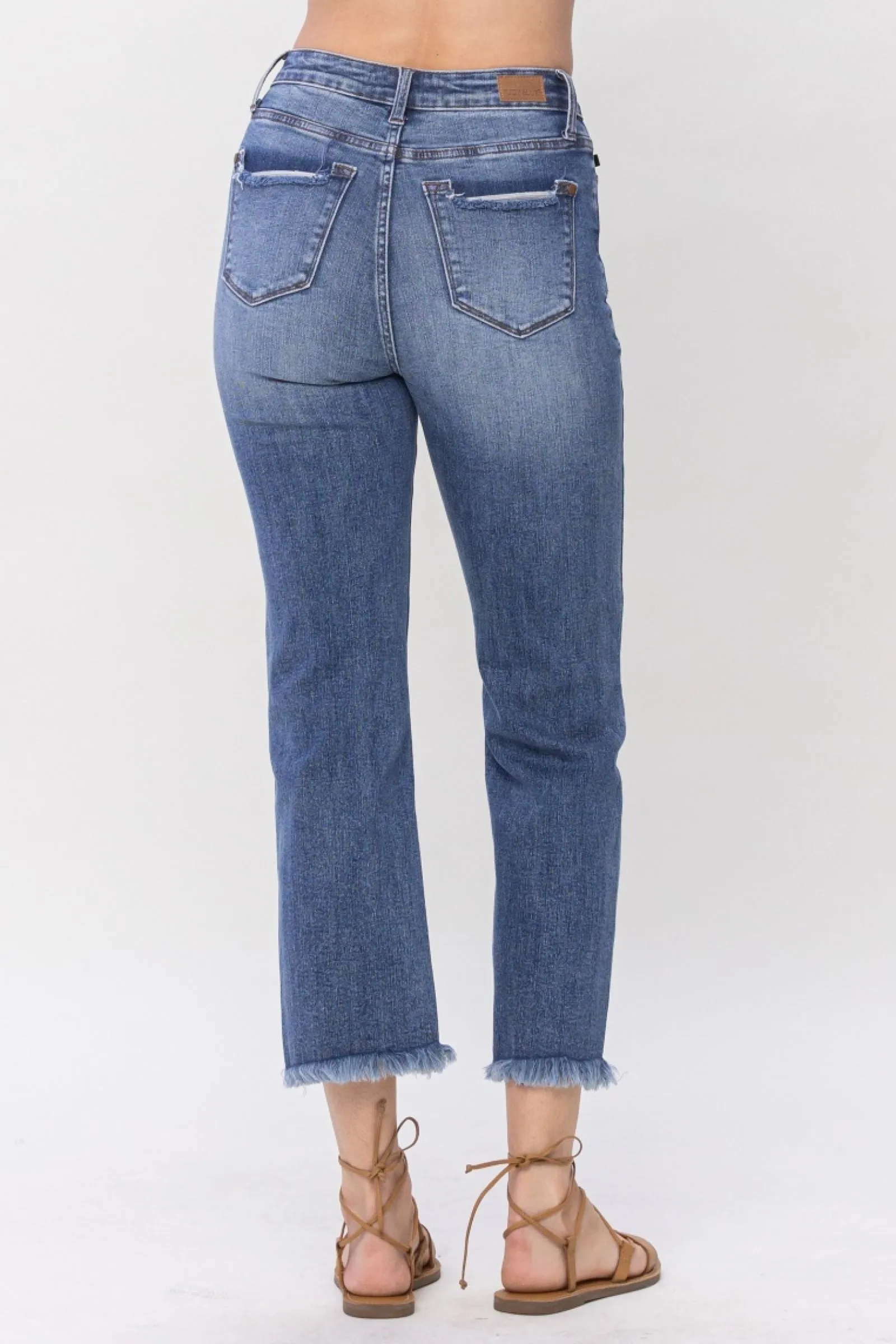 Plus high waisted destroy cropped straight