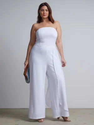 Plus Strapless Overlay Wide-Leg Jumpsuit