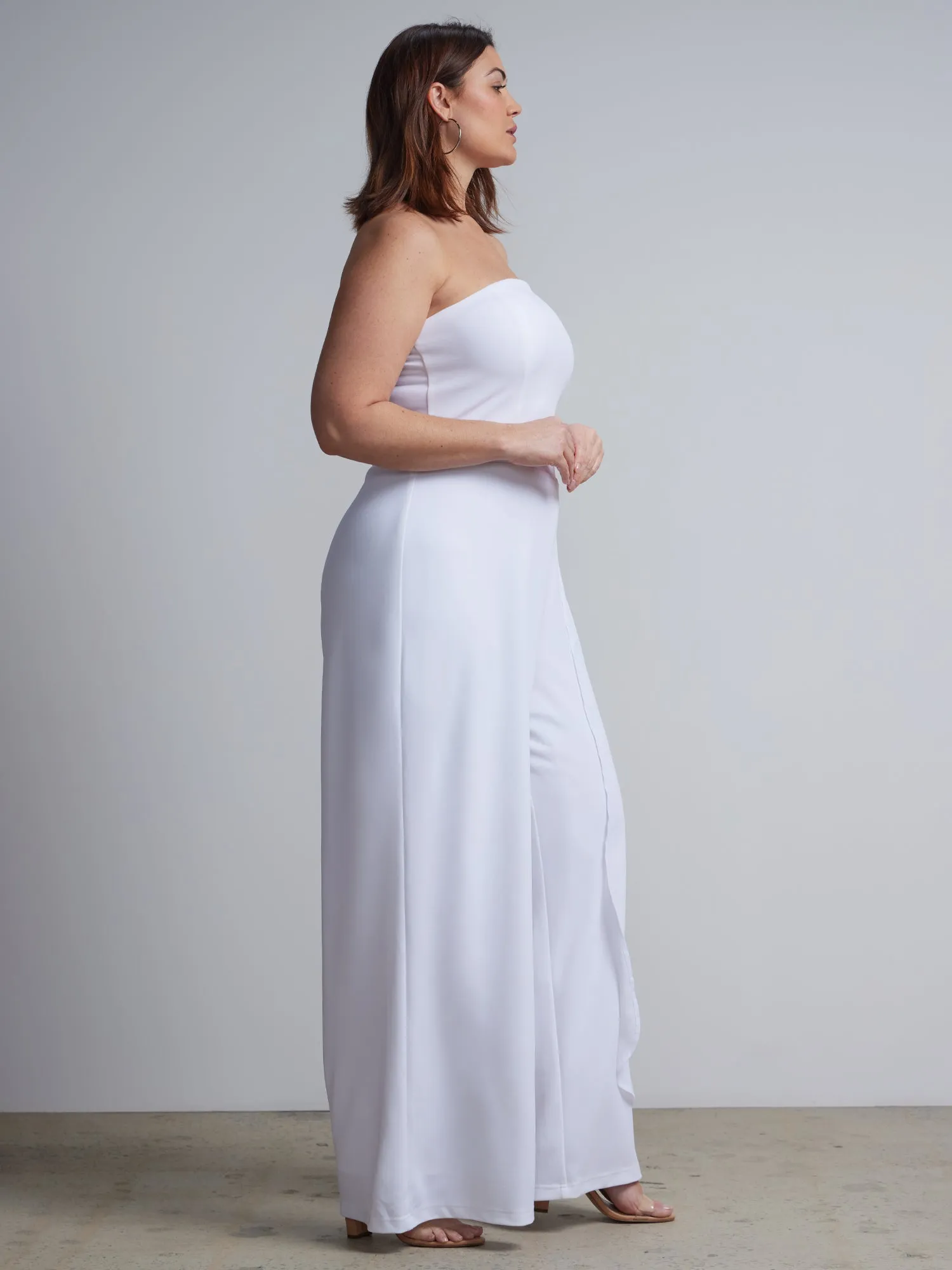 Plus Strapless Overlay Wide-Leg Jumpsuit