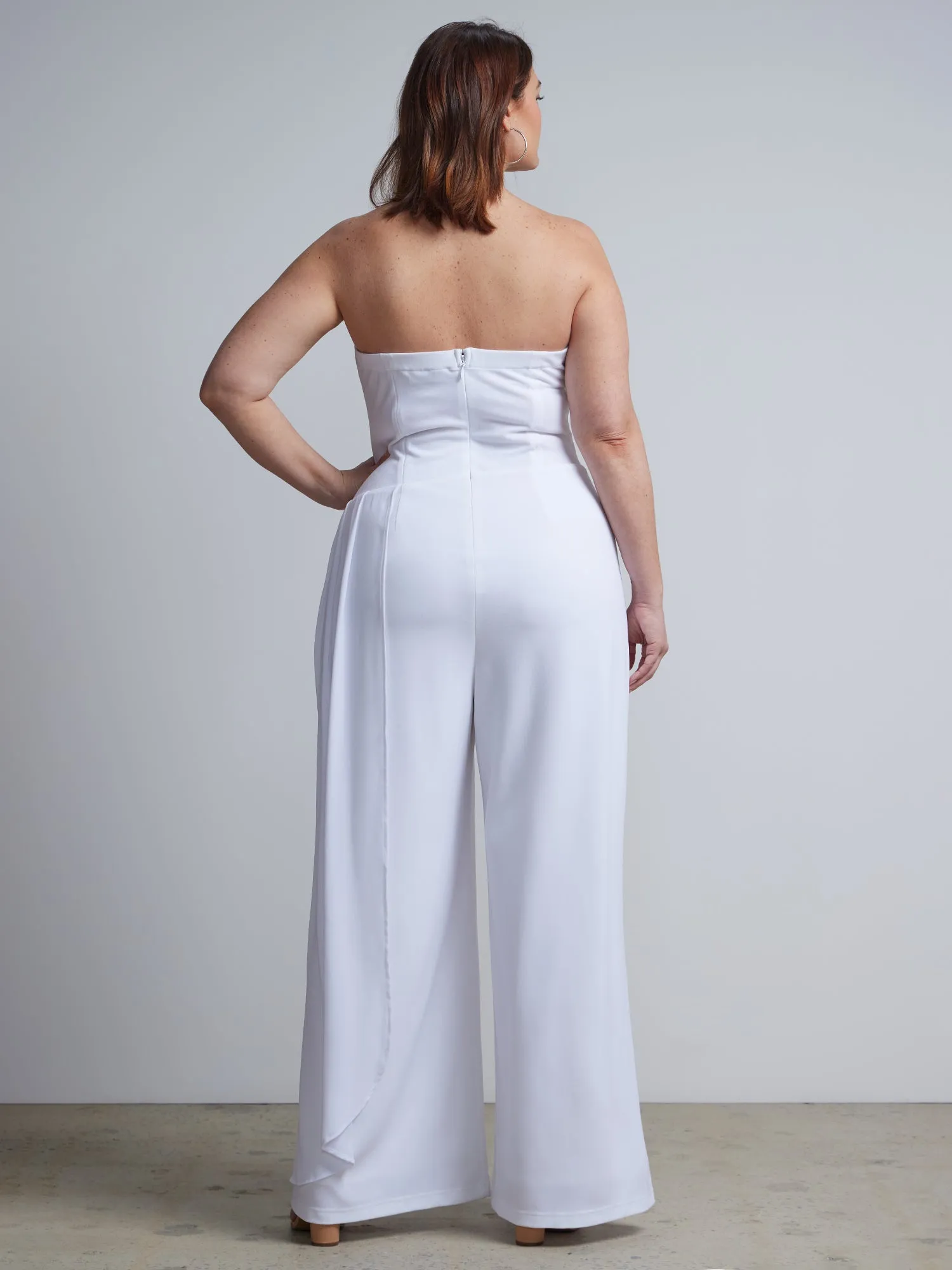 Plus Strapless Overlay Wide-Leg Jumpsuit