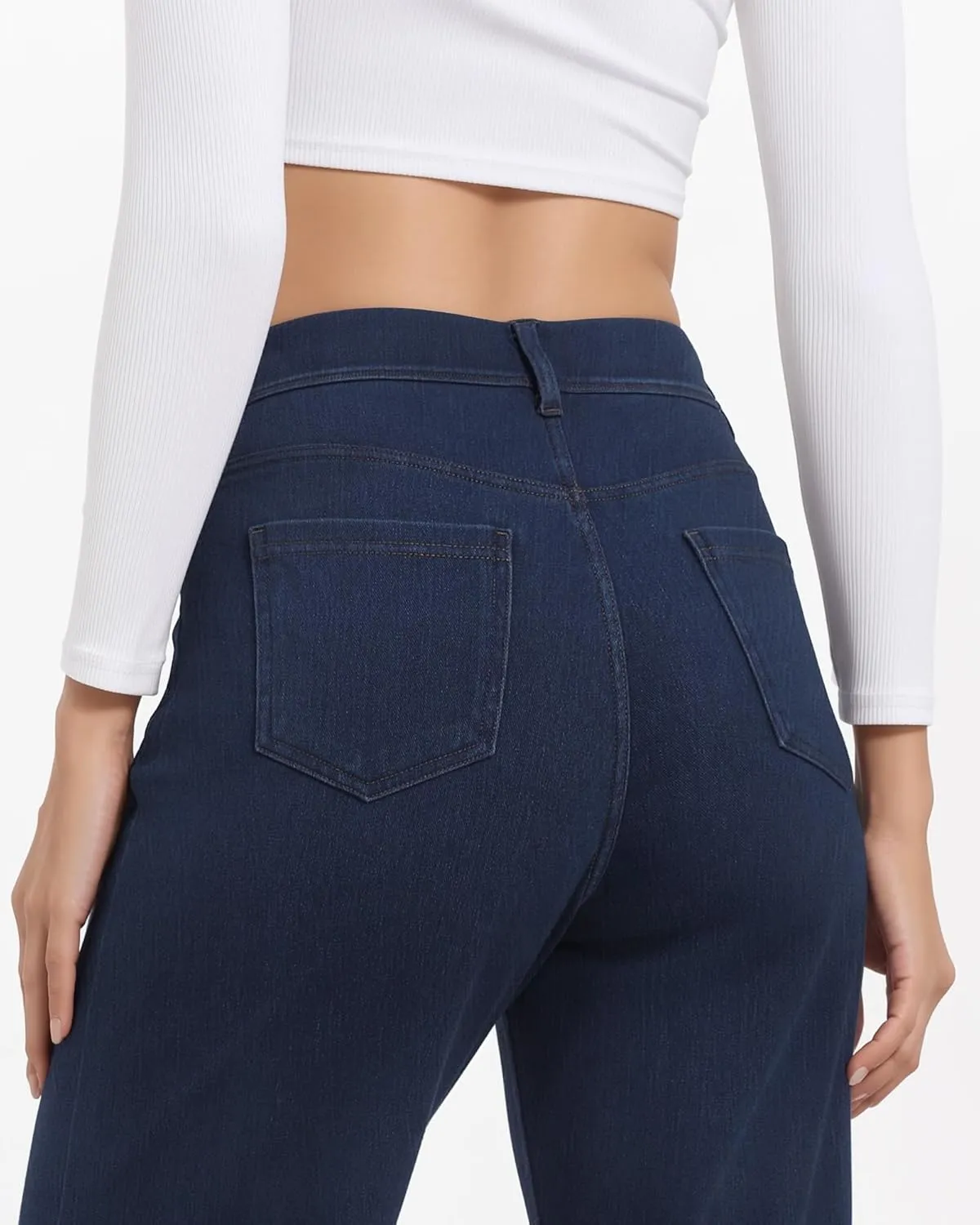 Pull On Jeans for Women Wide Leg High Waisted Stretch Baggy Jeans Casual Trendy Straight Denim Pants