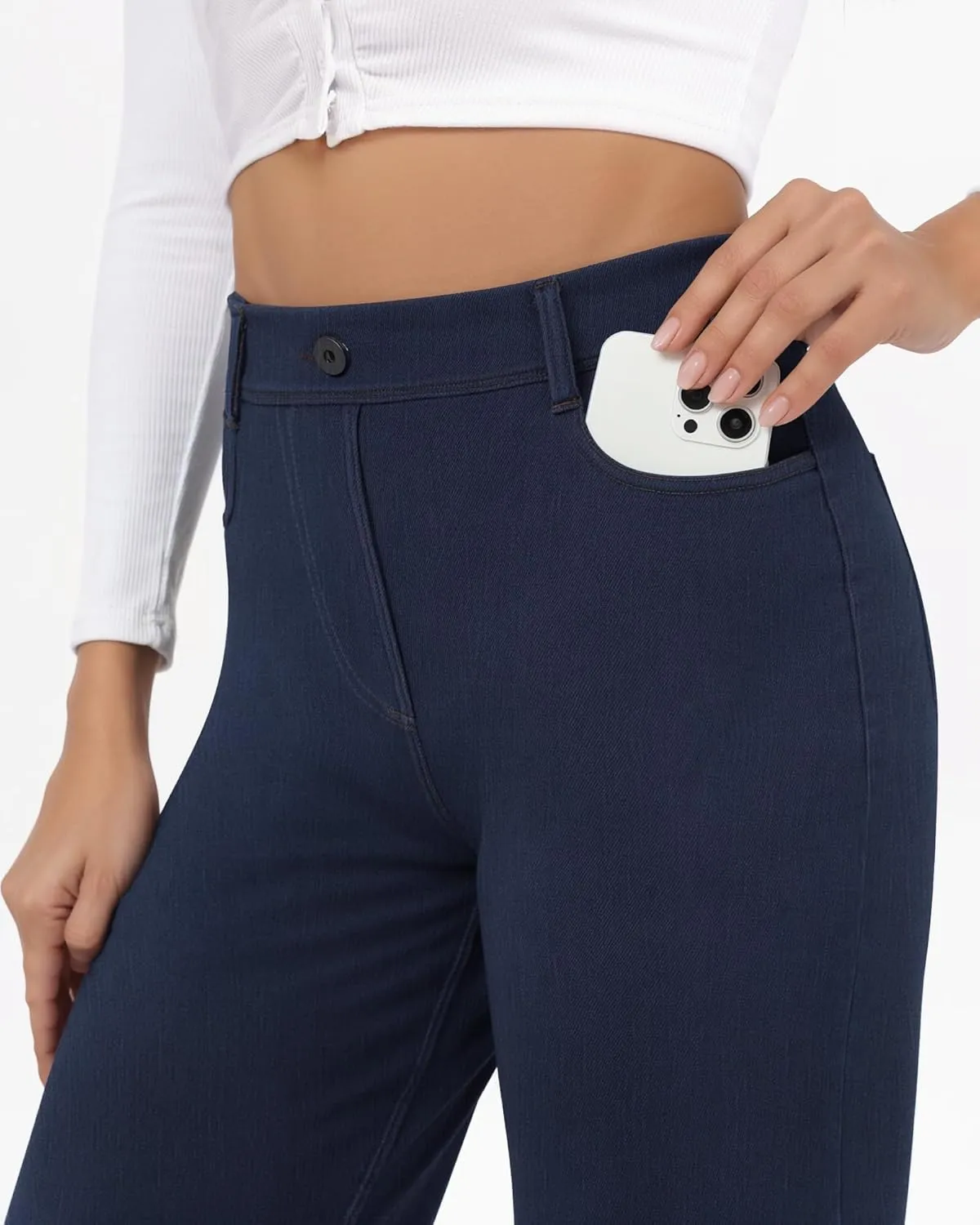 Pull On Jeans for Women Wide Leg High Waisted Stretch Baggy Jeans Casual Trendy Straight Denim Pants