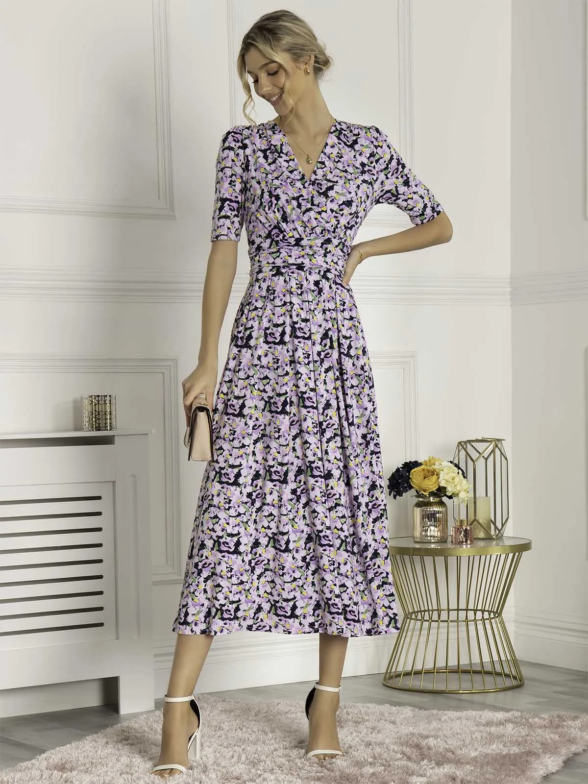 QUINNA WRAP FRONT MAXI DRESS (NAVY FLORAL)