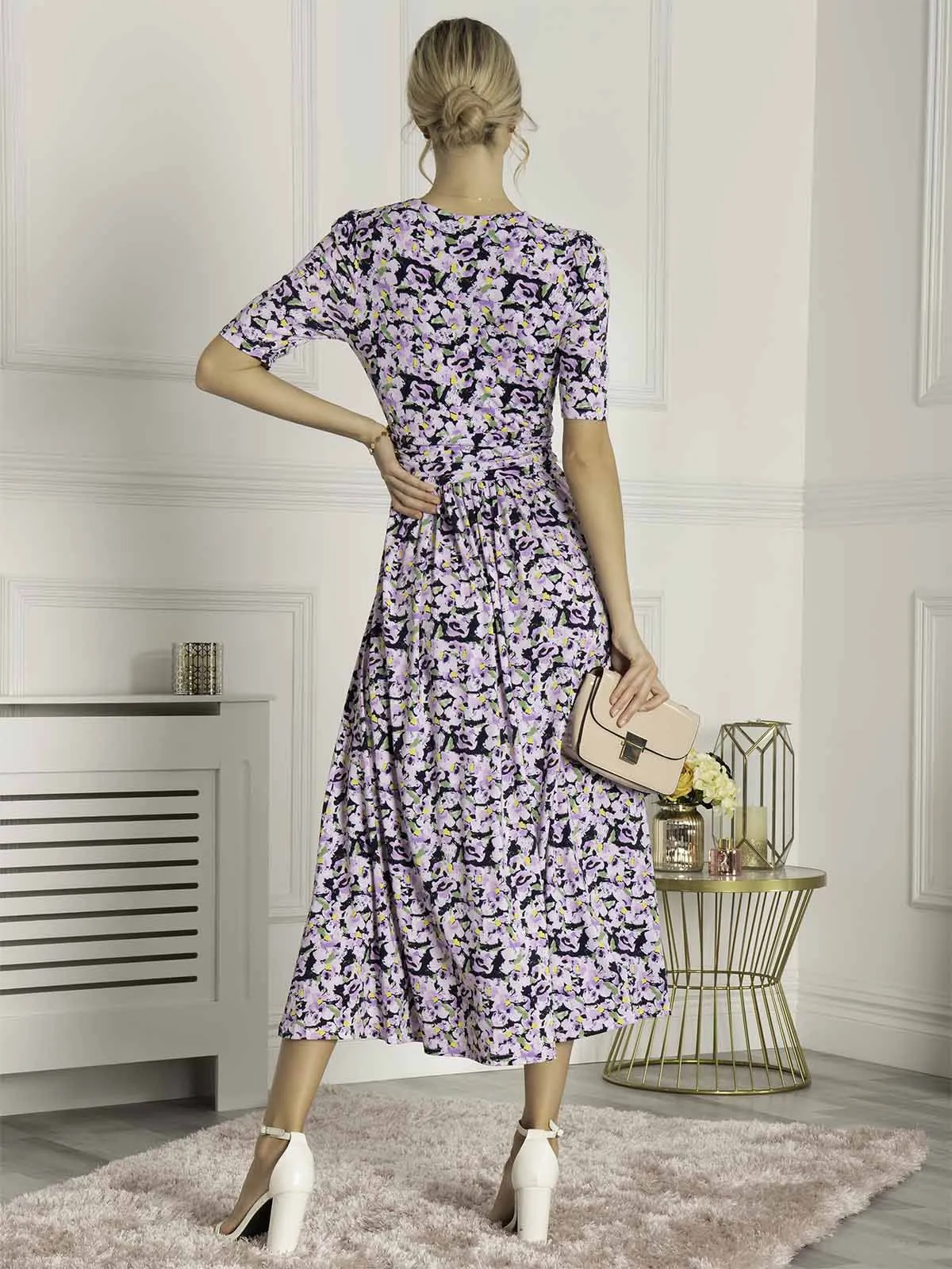 QUINNA WRAP FRONT MAXI DRESS (NAVY FLORAL)