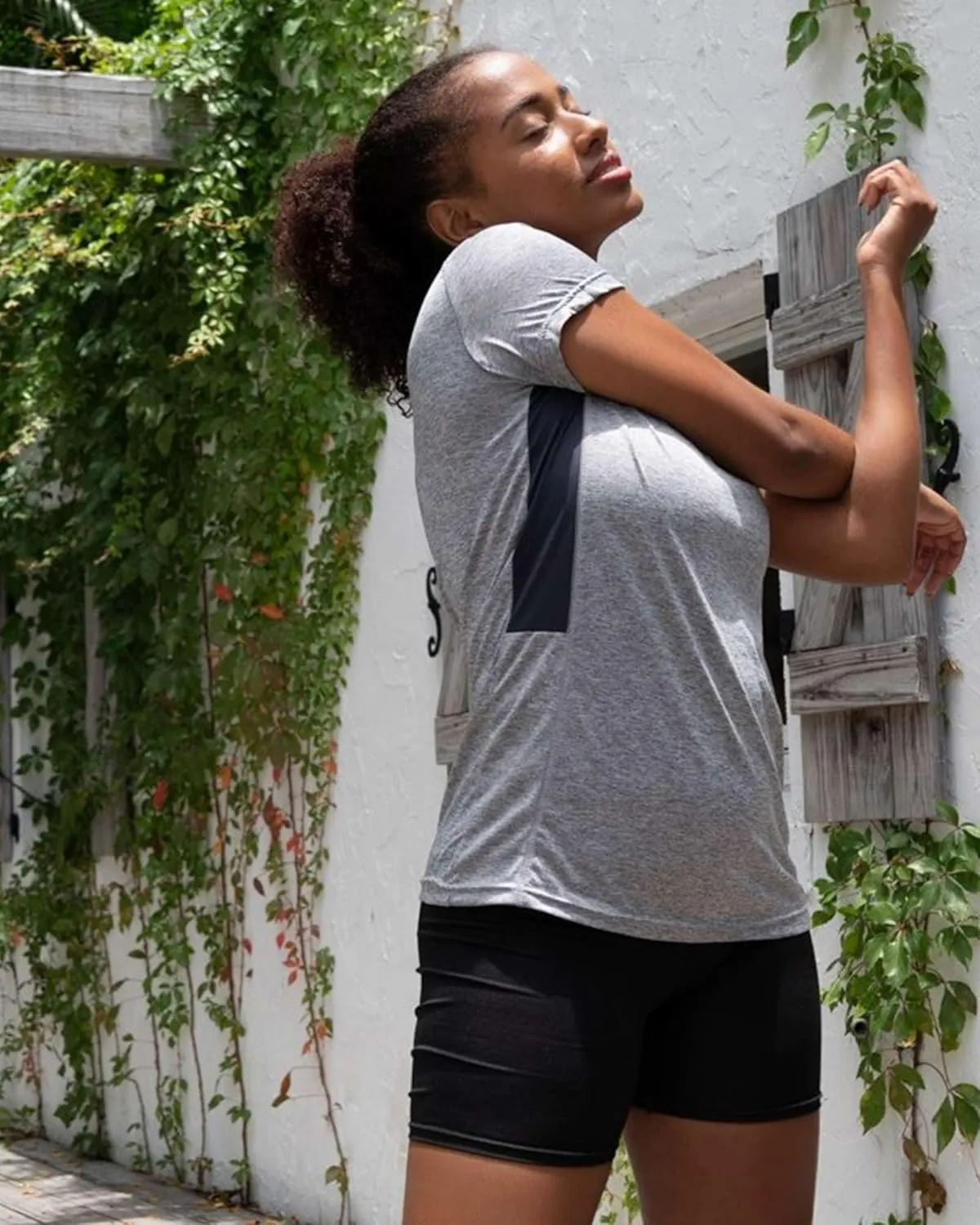 Real Essentials 5 Pack: Women's Dry Fit Tech Stretch Short-Sleeve Crew Neck Athletic T-Shirt (Available in Plus Size)