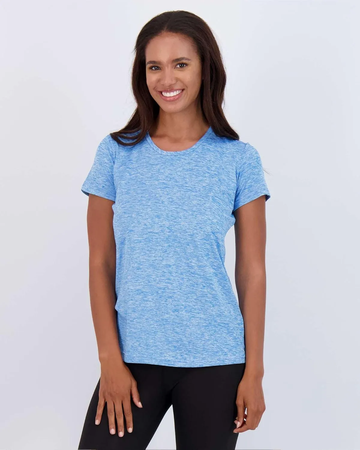 Real Essentials 5 Pack: Women's Dry Fit Tech Stretch Short-Sleeve Crew Neck Athletic T-Shirt (Available in Plus Size)