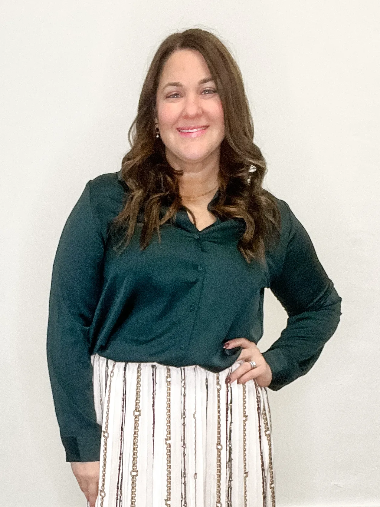 Recycled Button Down Blouse - Emerald