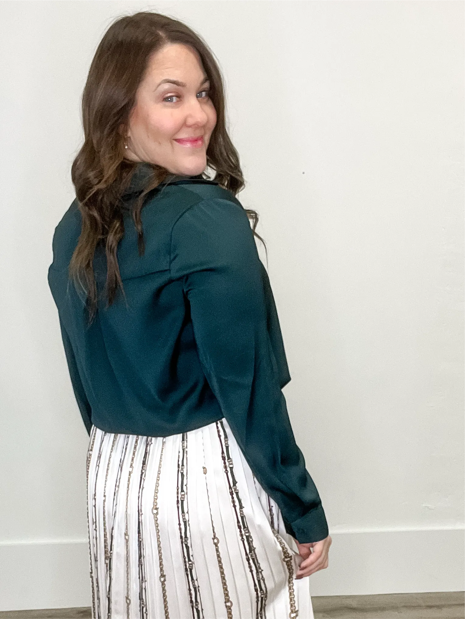 Recycled Button Down Blouse - Emerald