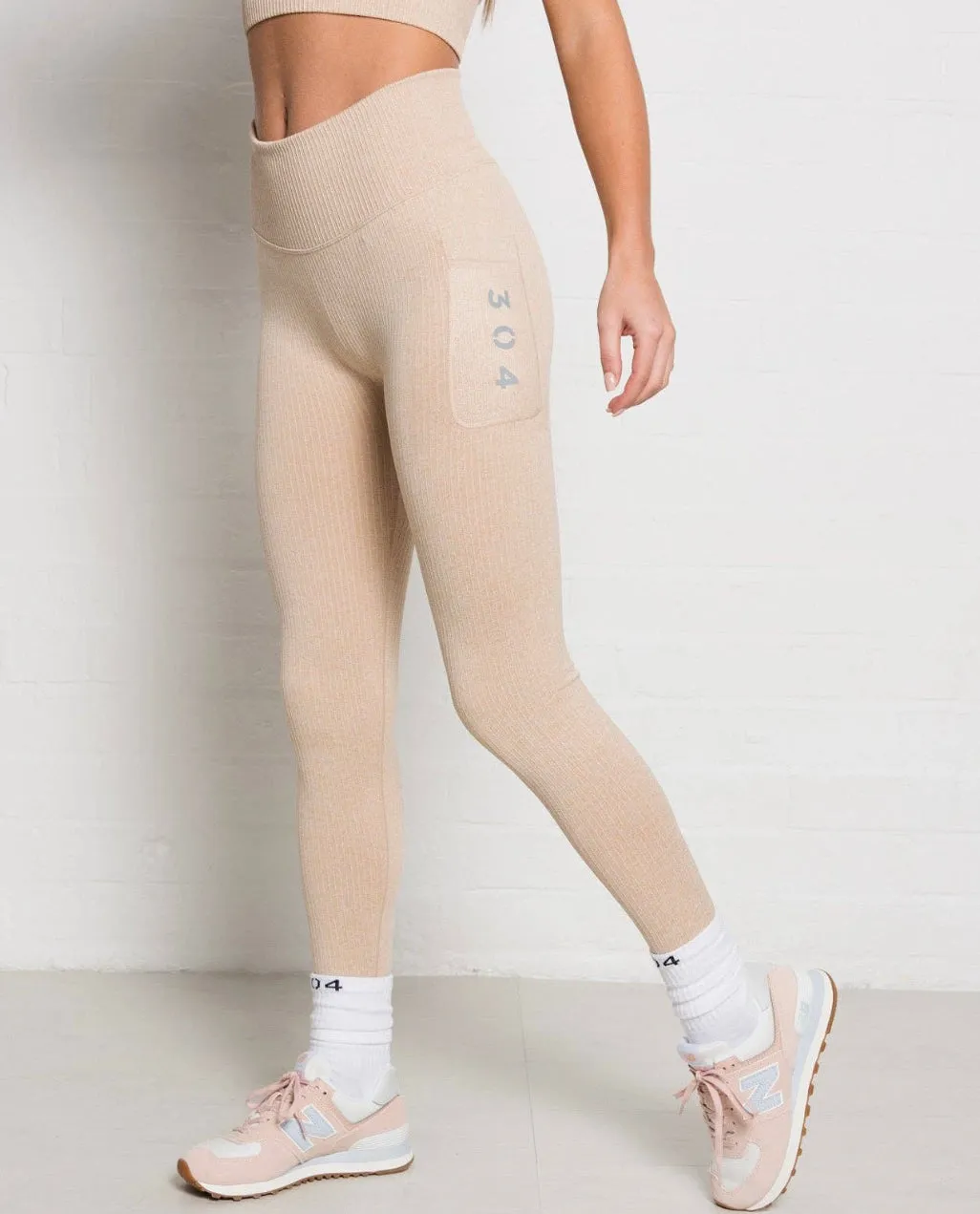 Ribbed Active Athletic Legging Nude