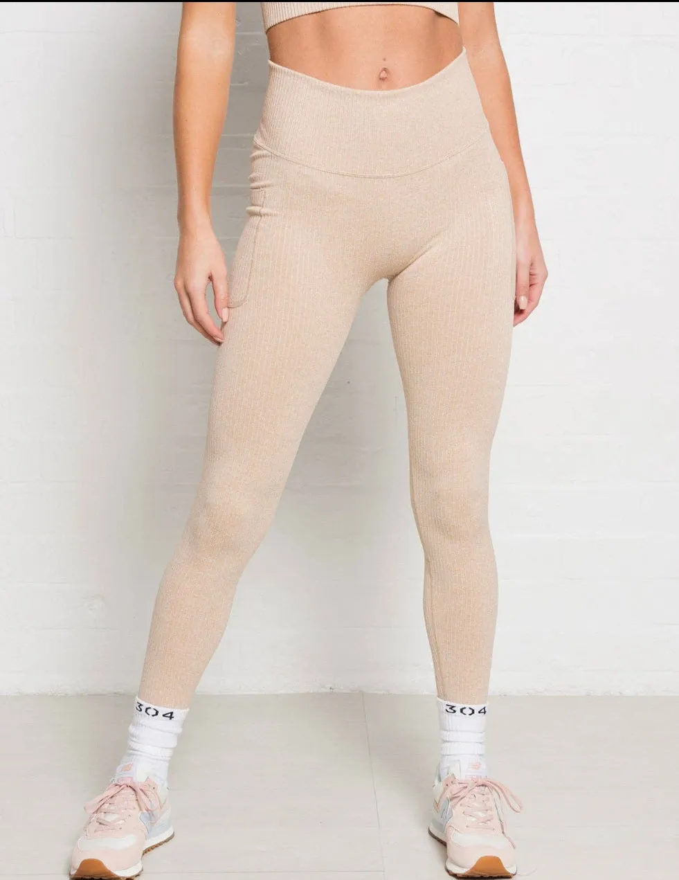 Ribbed Active Athletic Legging Nude