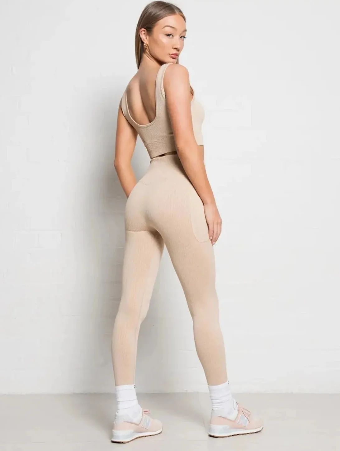 Ribbed Active Athletic Legging Nude
