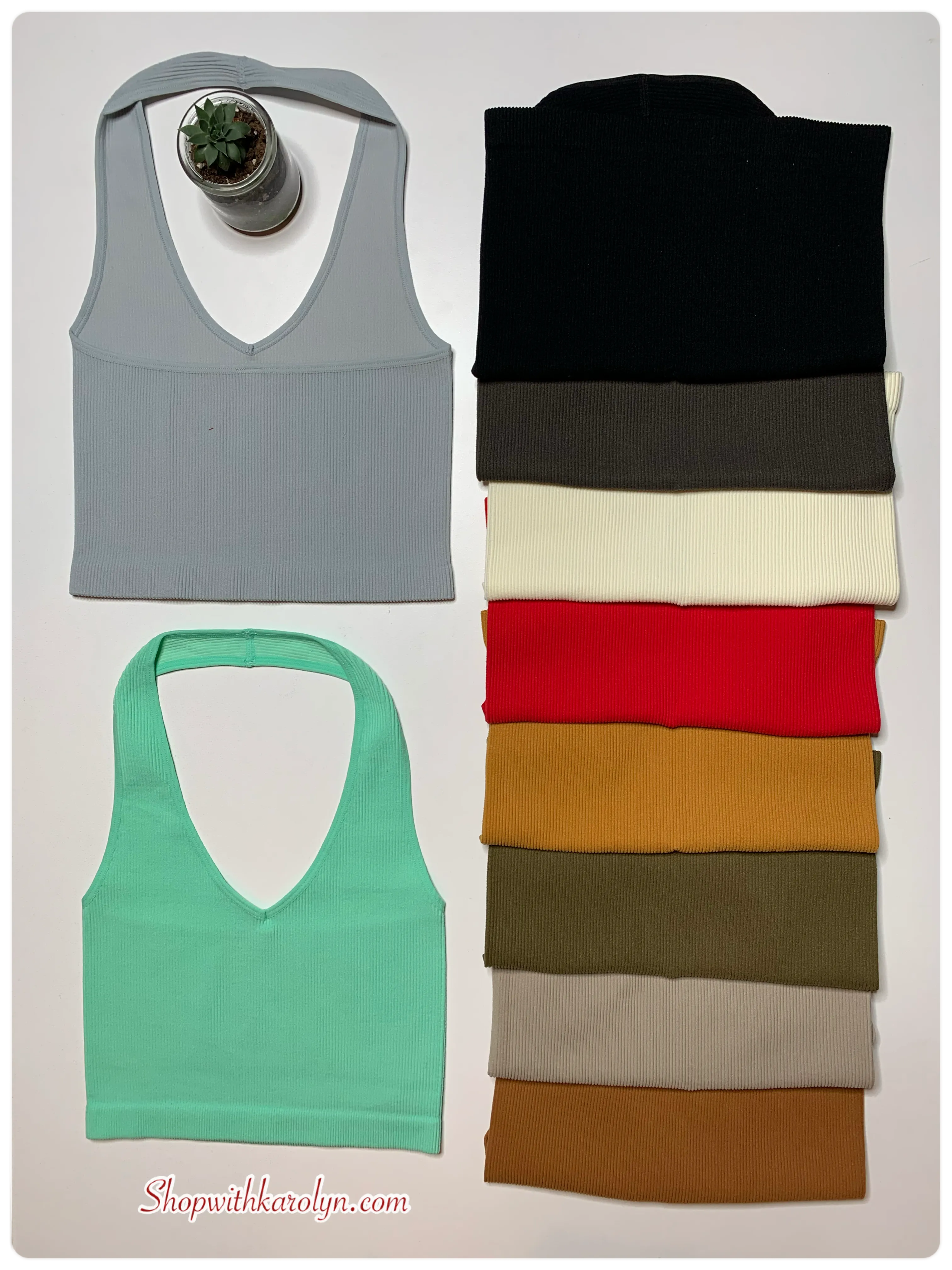 Ribbed Cropped Halter Tank Top / Bralette Zenana