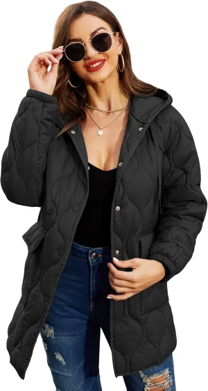 RISISSIDA Women Quilted Jacket Hooded Spring Fall Fashion, Loose lightweight Packable Transitional Puffer Coat