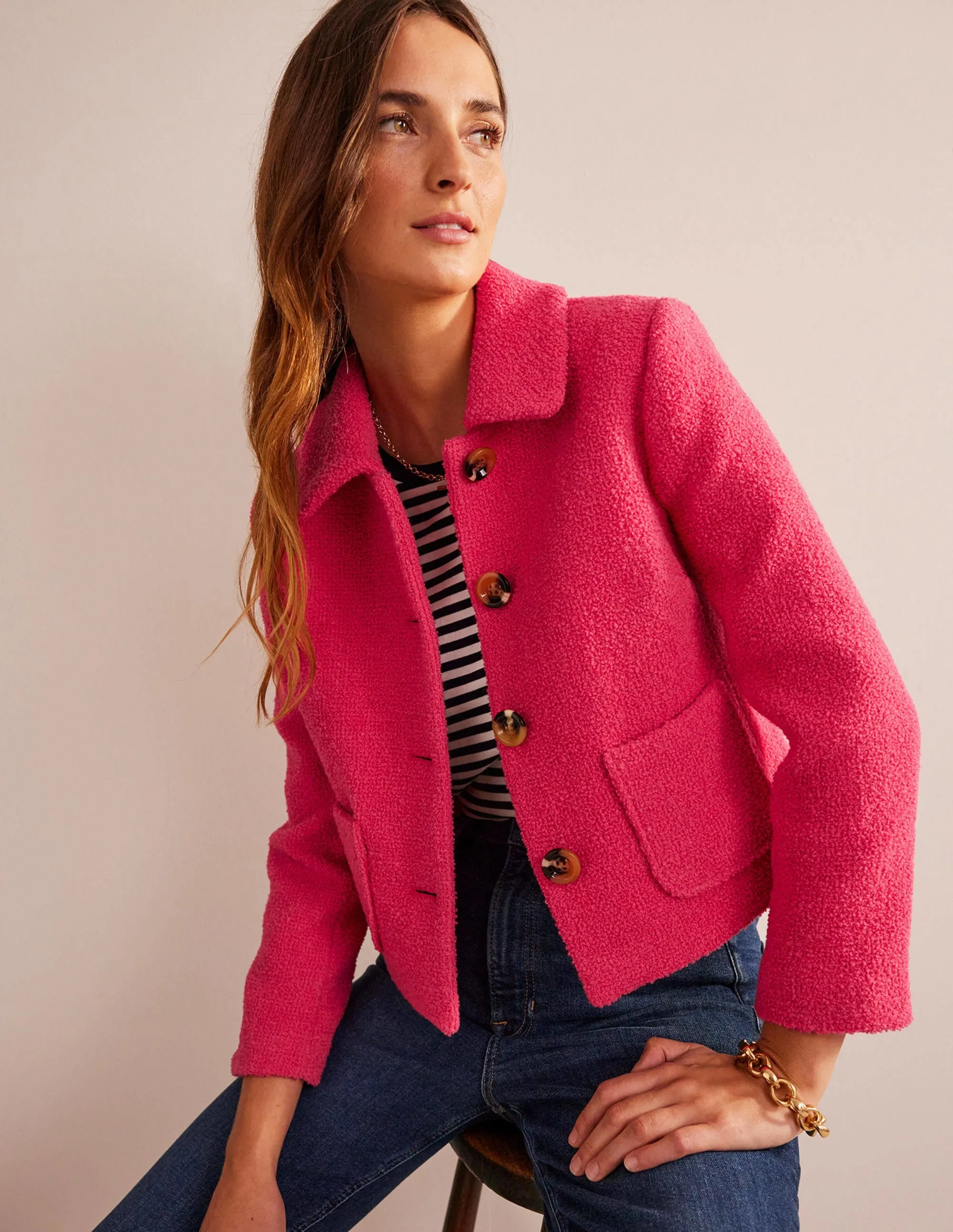 Rye Cropped Jacket-Teaberry