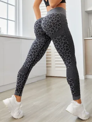 Seamless Leopard Print Wideband Waist Active Leggings SS23