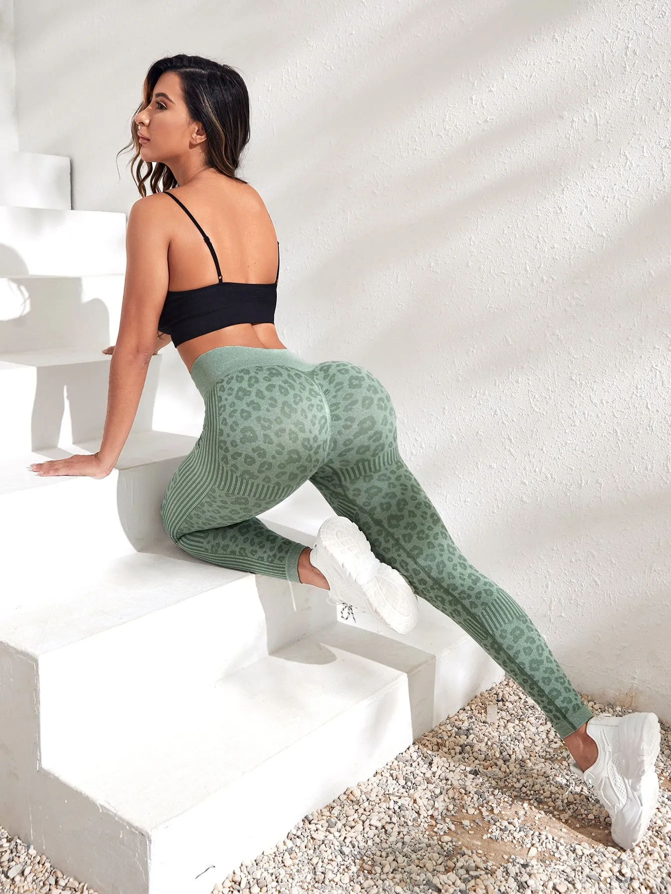 Seamless Leopard Print Wideband Waist Active Leggings SS23