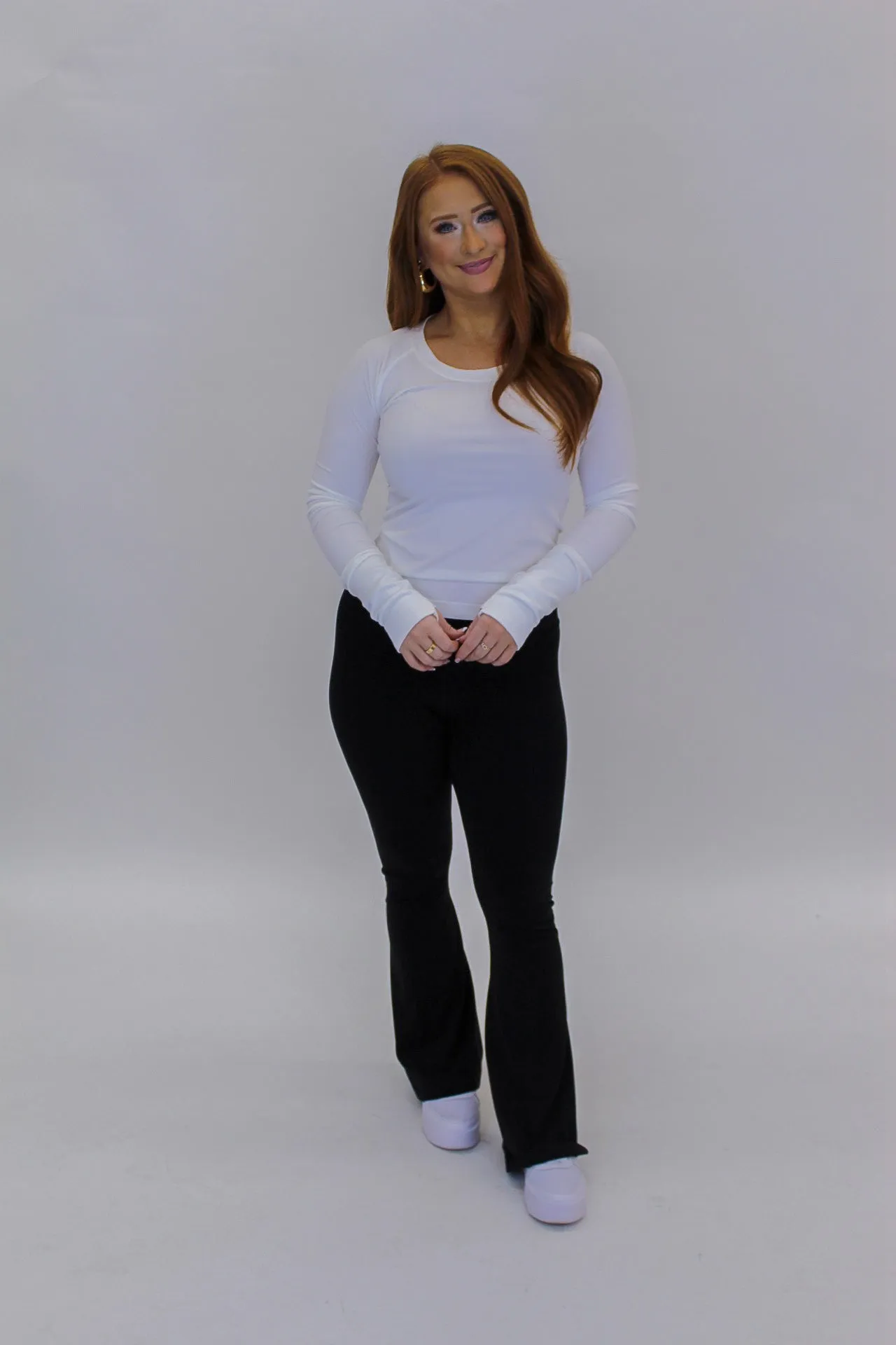 Seamless Swiftly Long Sleeve Top- White