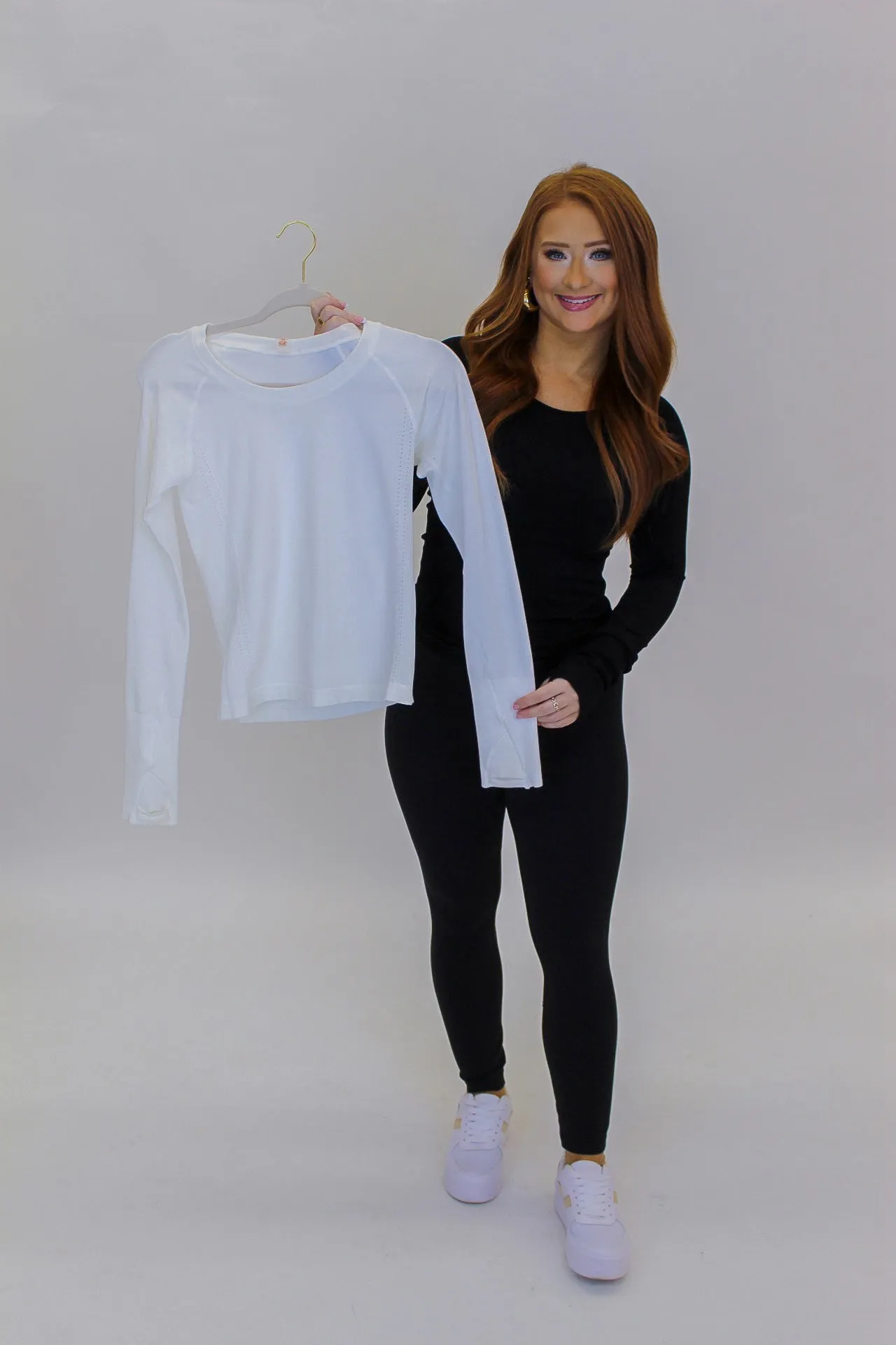 Seamless Swiftly Long Sleeve Top- White