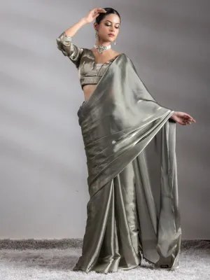 SET | Liquid Gold Saree with Lace   Liquid Blouse