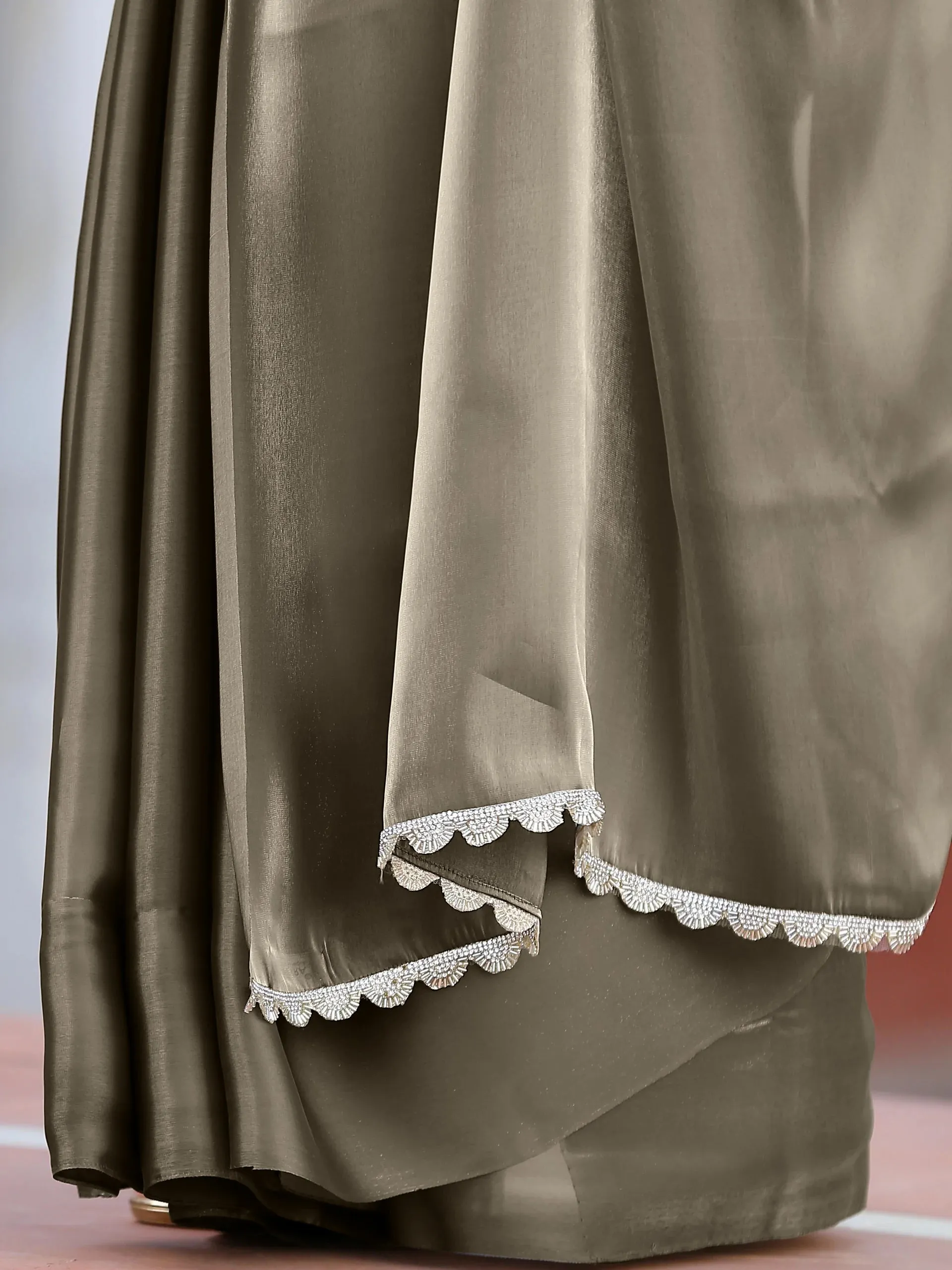 SET | Liquid Gold Saree with Lace   Liquid Blouse
