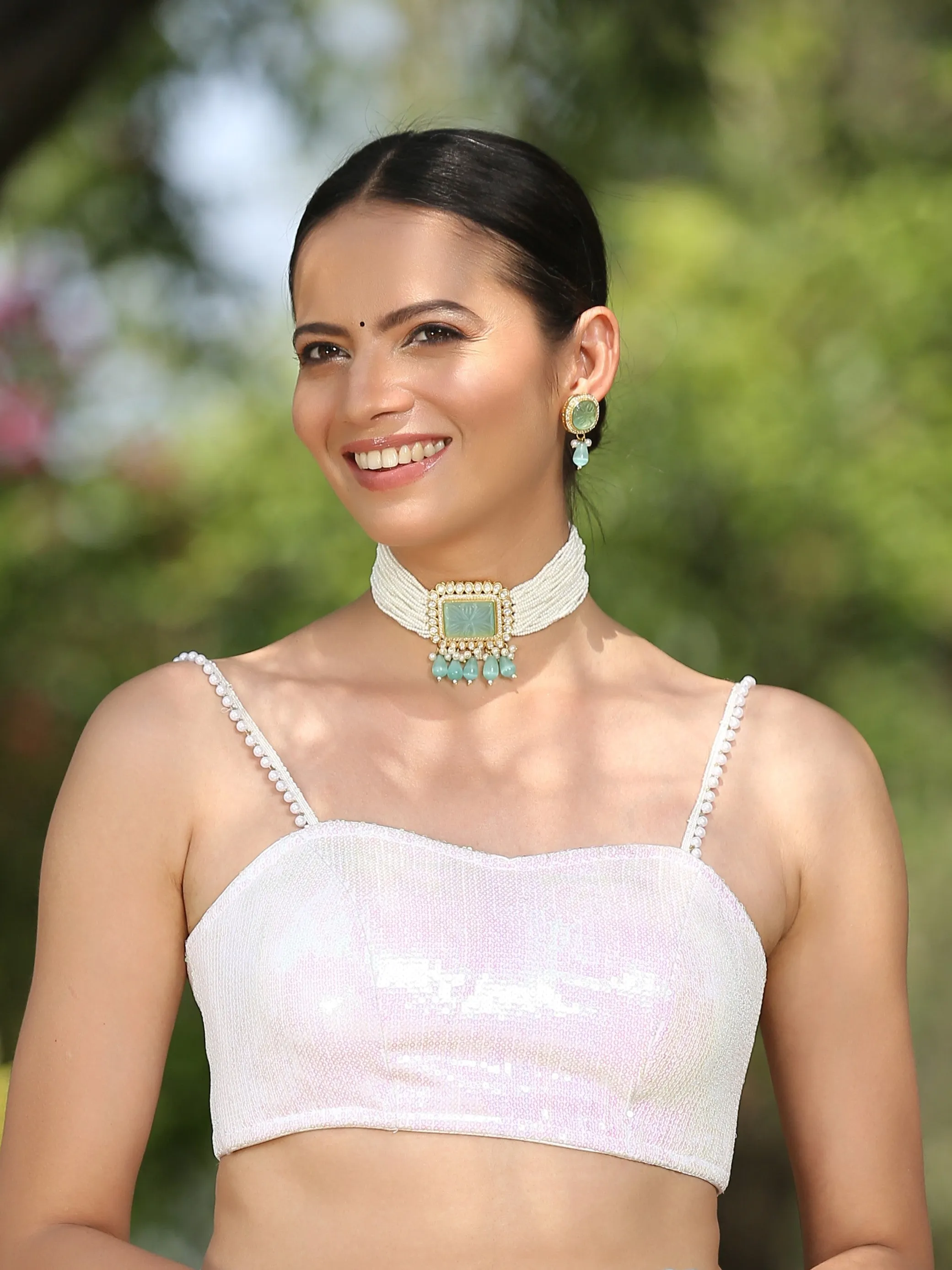 SET - Mauve Silver Saree   White Iridescent Sequin Blouse