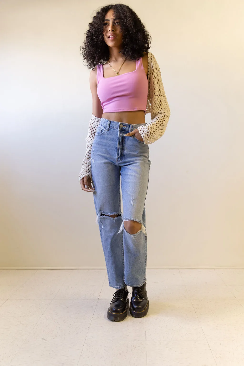 Should Stay Sleeveless Crop Top