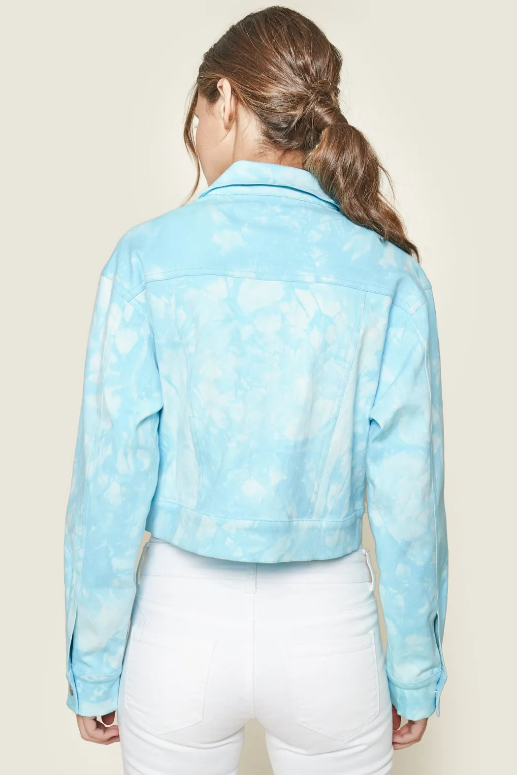Stay Groovy Tie-Dye Cropped Denim Jacket
