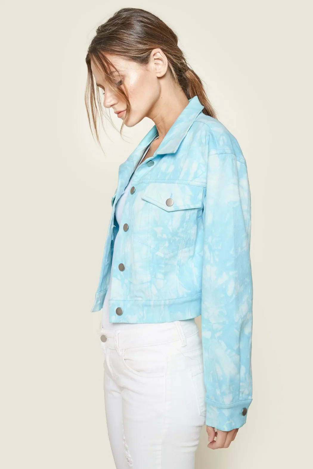 Stay Groovy Tie-Dye Cropped Denim Jacket