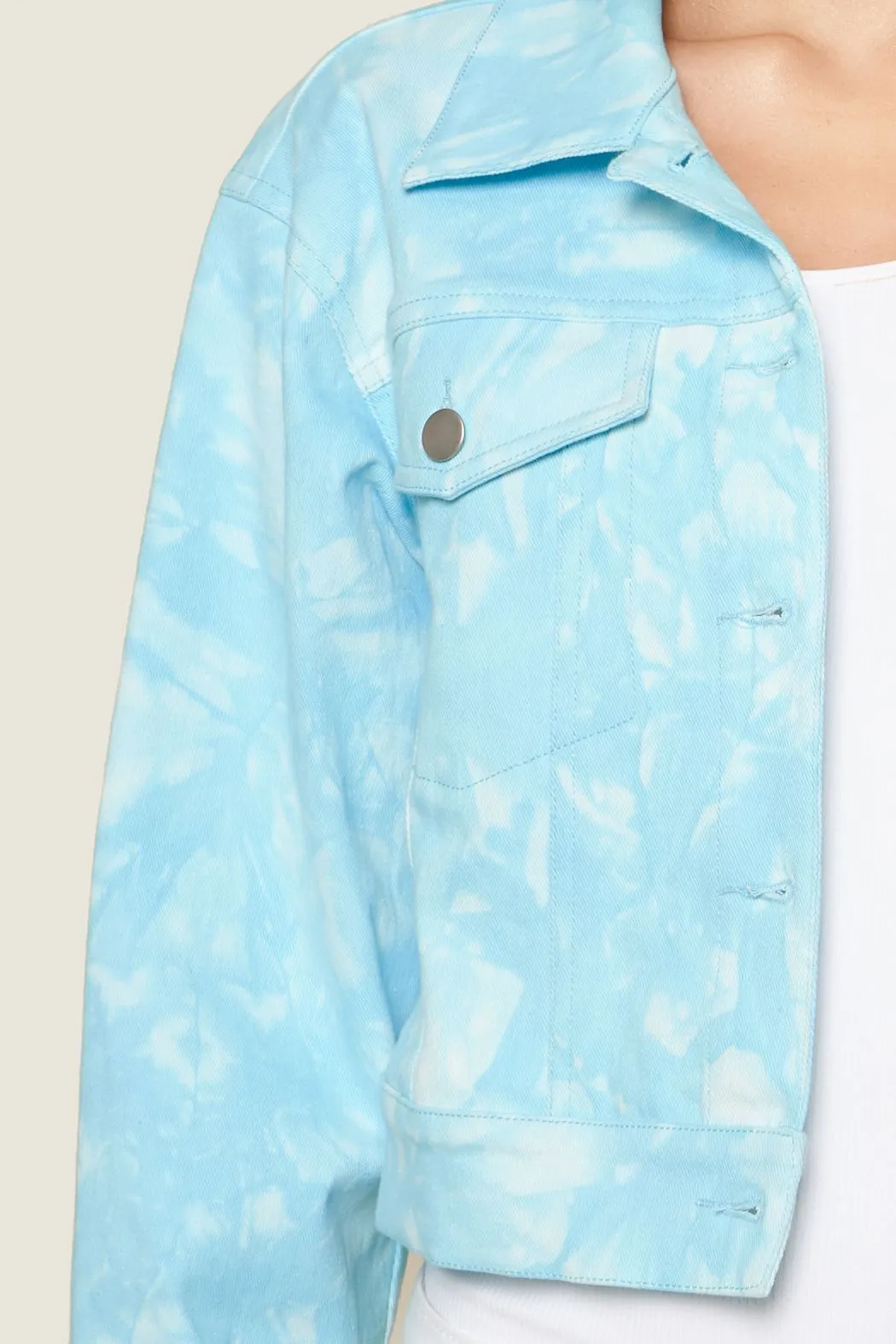 Stay Groovy Tie-Dye Cropped Denim Jacket