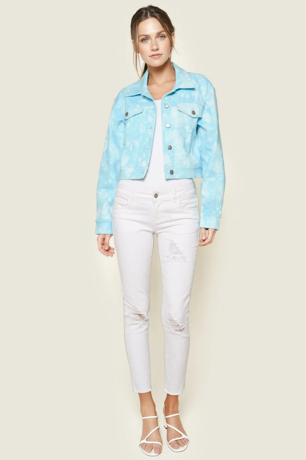 Stay Groovy Tie-Dye Cropped Denim Jacket