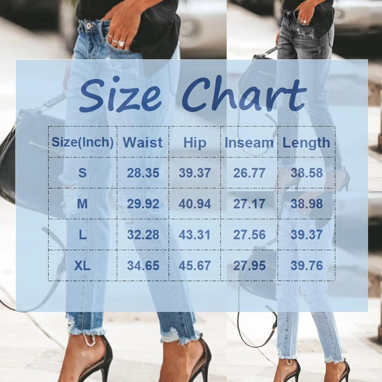 Straight Leg Jeans for Women Mid Rise Comfy Relaxed Fit Distressed Jeans Casual Ankle Pants with Pockets