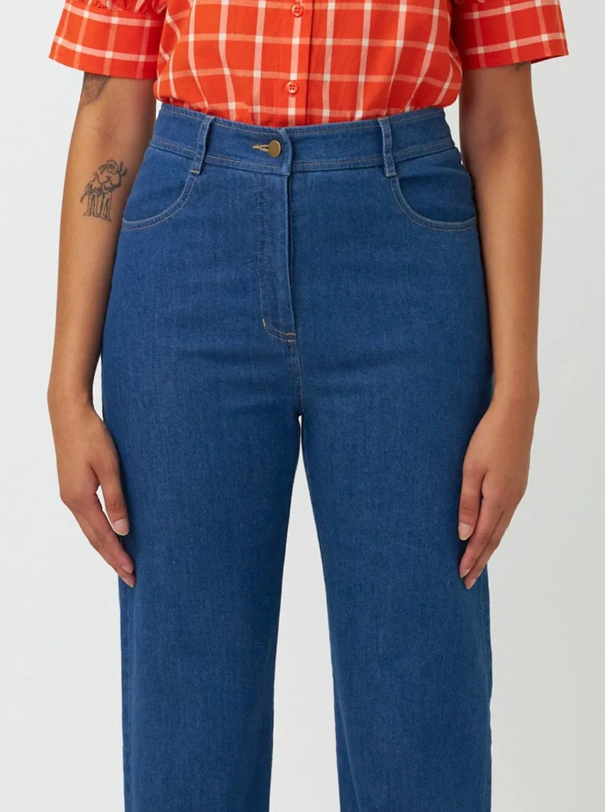 Sylvester Denim Cropped Trouser Mid Blue