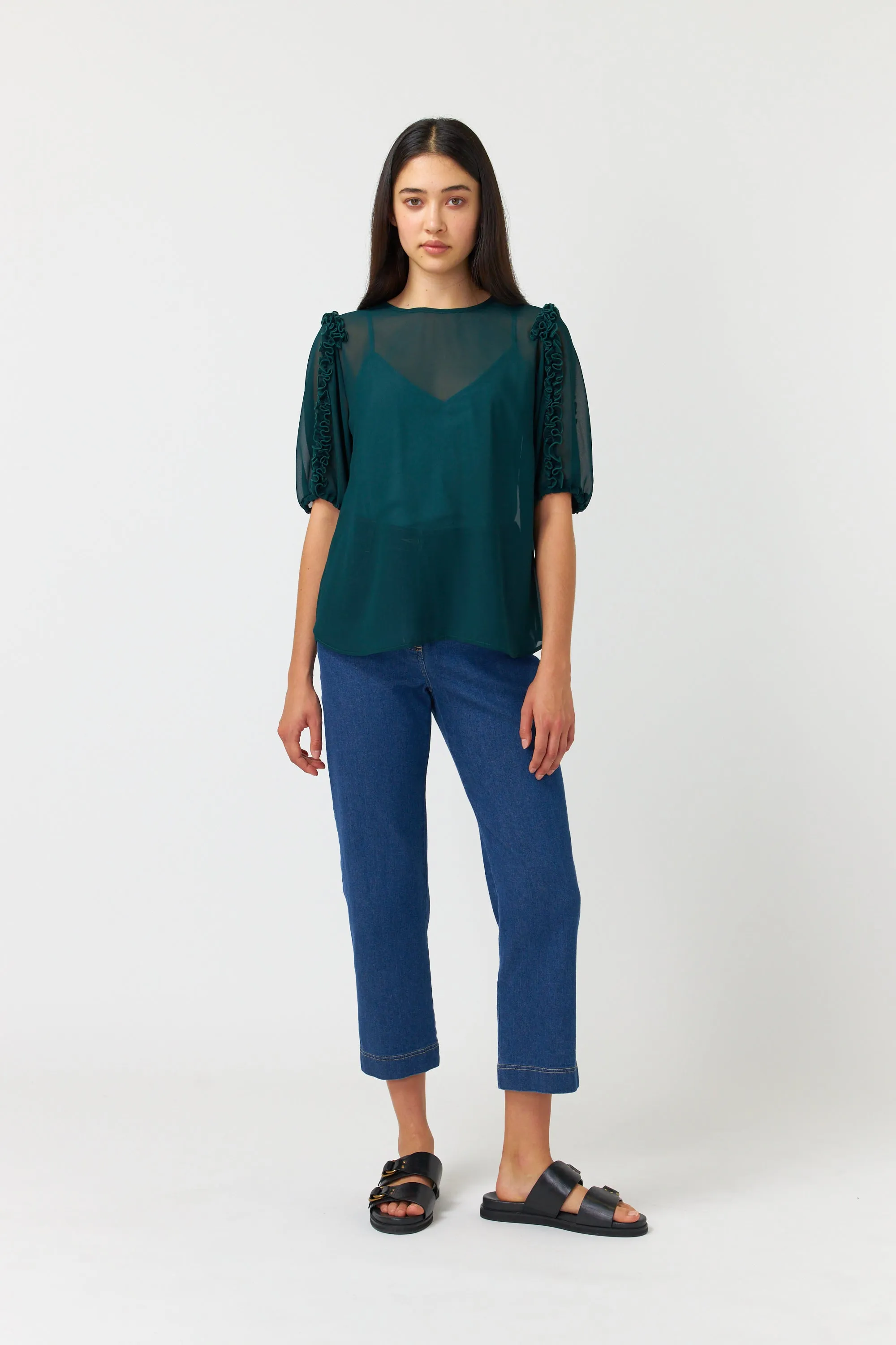 Sylvester Denim Cropped Trouser Mid Blue
