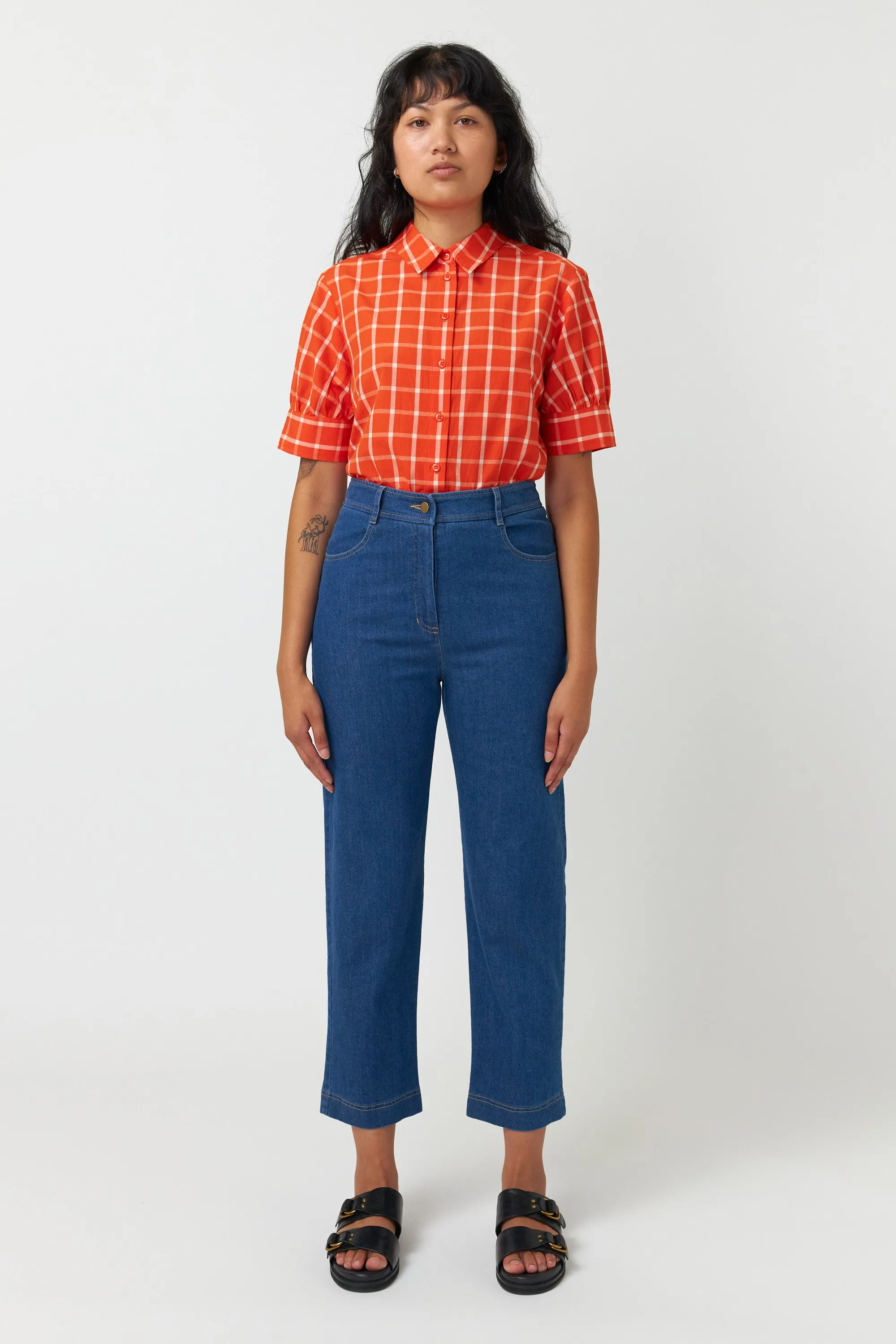 Sylvester Denim Cropped Trouser Mid Blue